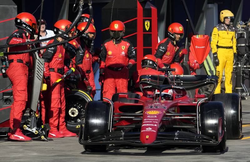 Charles Leclerc makes a pit stop during the Formula One Australian Grand Prix. EPA