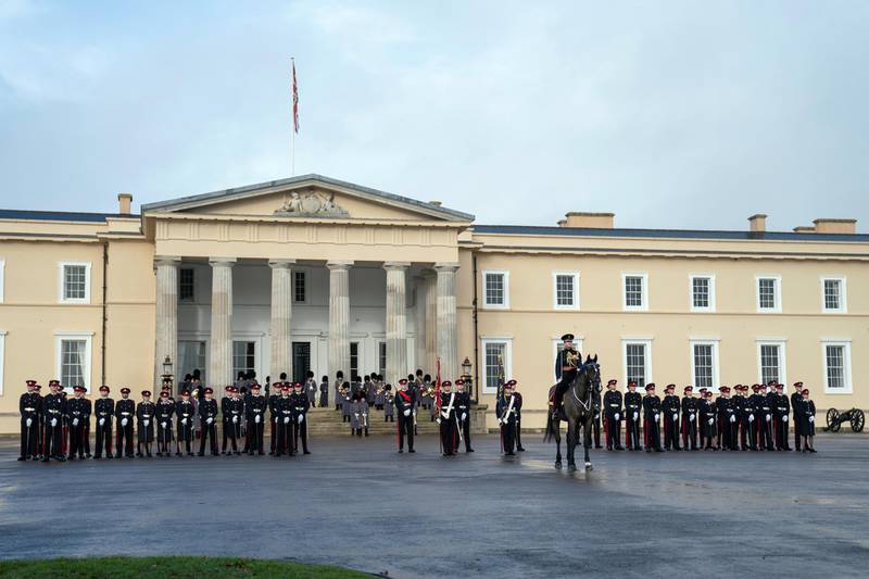 CAMBERLEY, SURREY, UNITED KINGDOM - December 11, 2020: Graduating cadets participate in the Sovereign’s Parade for Commissioning Course 201 at The Royal Military Academy Sandhurst. 

( Rashed Al Mansoori / Ministry of Presidential Affairs )
---