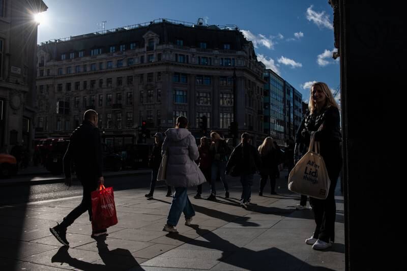 Shoppers on Oxford Street in London. The retail sector has fared badly. Getty Images