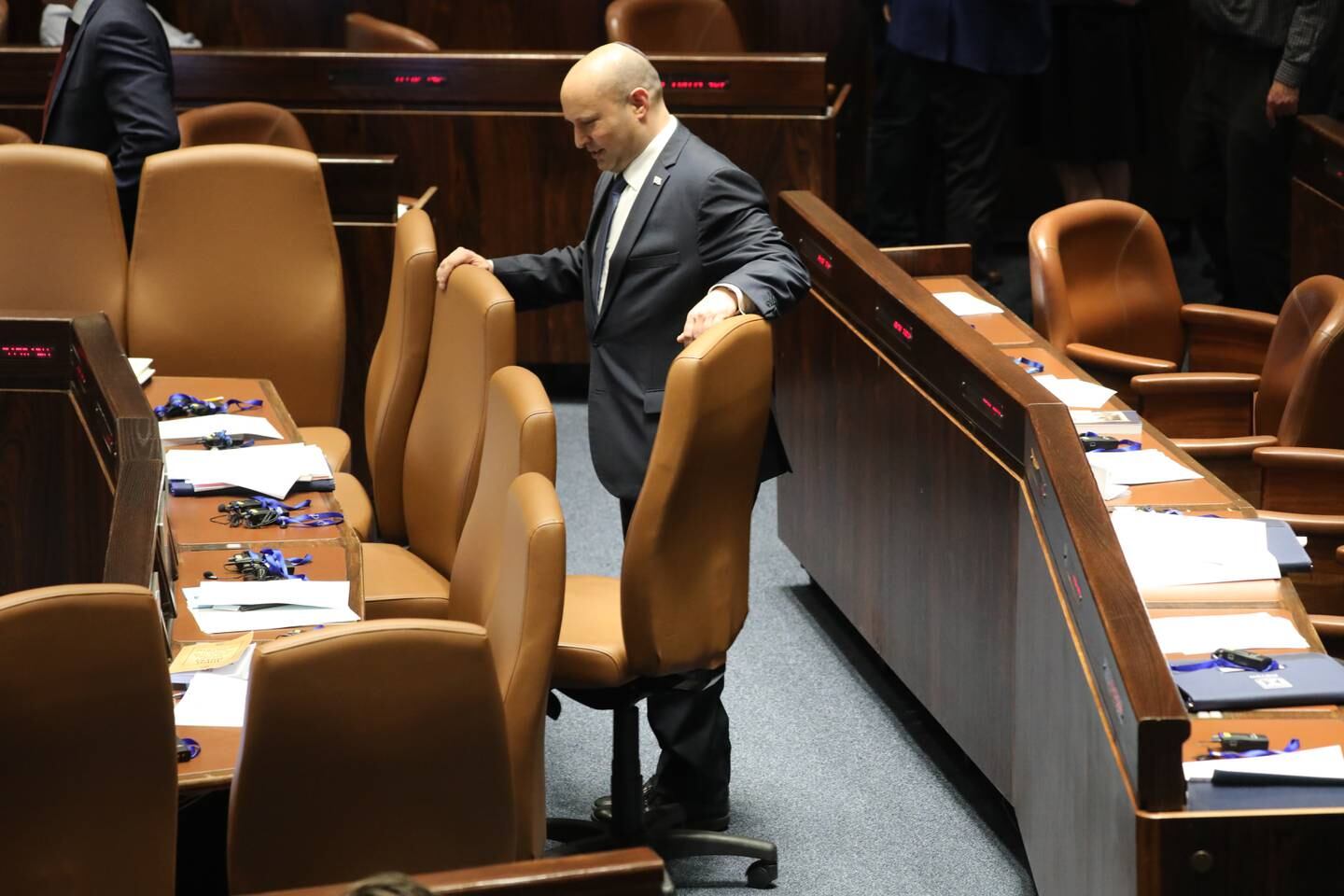 Israeli prime minister Naftali Bennett in the Knesset, Israeli parliament. EPA