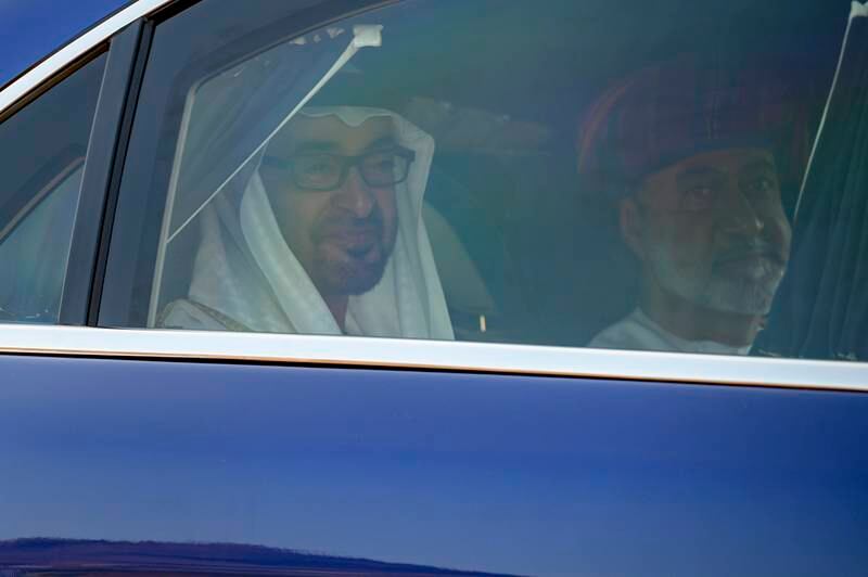 President Sheikh Mohamed arrives at the reception. Photo: UAE Presidential Court 