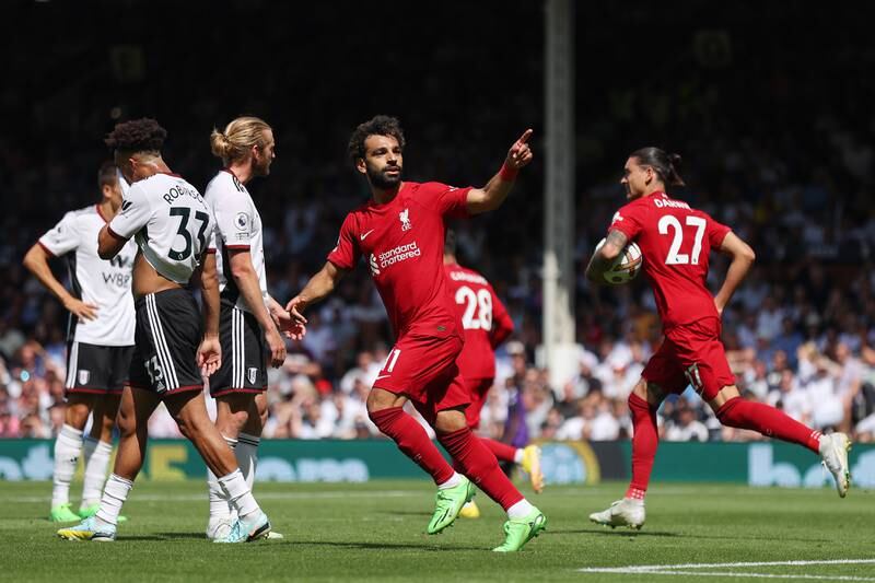Mohamed Salah celebrates scoring Liverpool's second goal. Getty