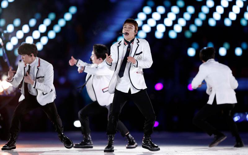 Pyeongchang 2018 Winter Olympics - Closing ceremony - Pyeongchang Olympic Stadium - Pyeongchang, South Korea - February 25, 2018 - EXO perform during the closing ceremony. REUTERS/John Sibley