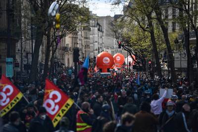 Protesters take part in a demonstration in Paris. AFP