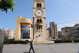 A clock tower in Beirut on Sunday after Lebanon's government announced it would not move clocks forward an hour. AFP