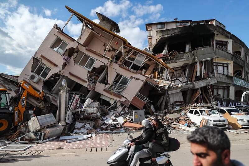 A collapsed building in Hatay, Turkey after a major earthquake struck southern Turkey and northern Syria on February 6.  EPA