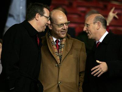 From left, Bryan, Avram and Joel Glazer.  Getty Images