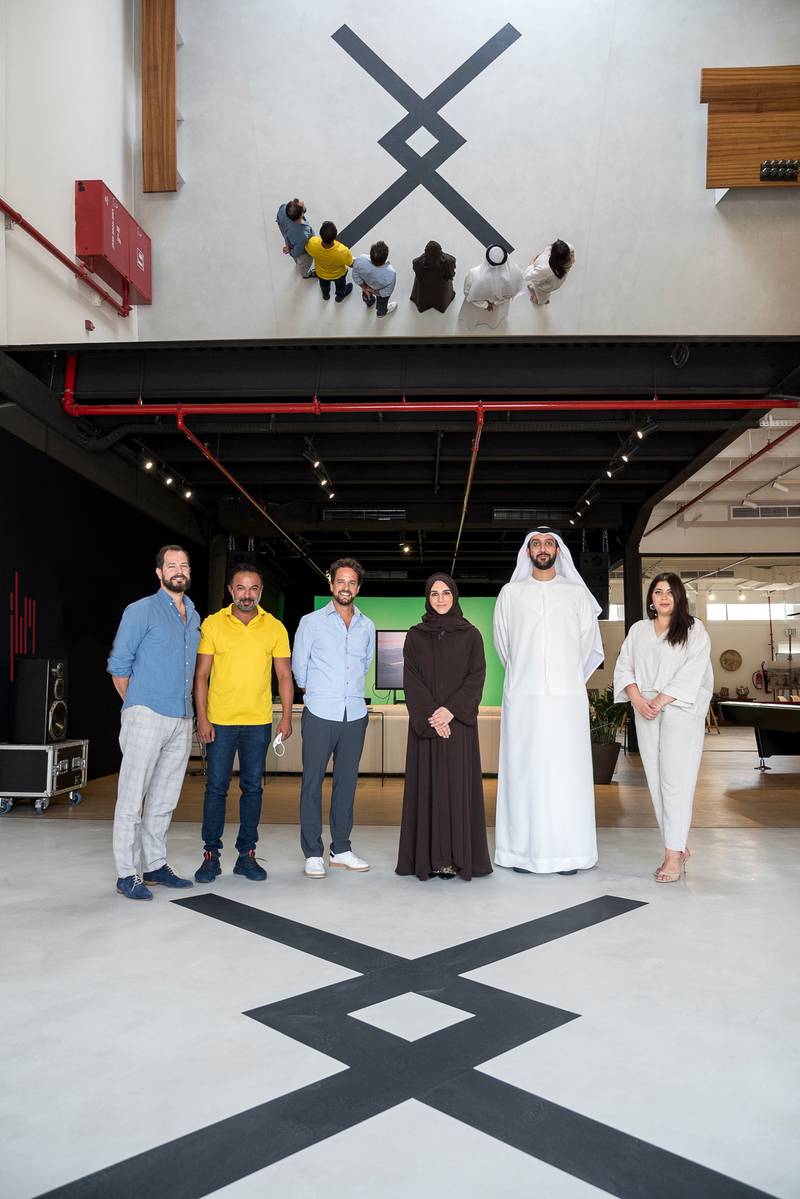 From left: Julien Monie, Mohammed Saeed Harib, Benjamin Monie, Hala Badri, Marwan Ali Naqi and Lina Zain AlDin attend the opening of JBM Studio.