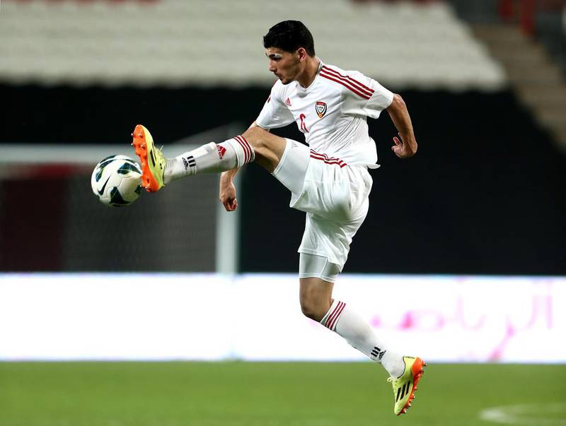 Mohnad Salem Ghazy Al Amin of the UAE in action durng the international friendly between the UAE and Australia at Mohamed Bin Zayed Stadium on October 10, 2014 in Abu Dhabi, United Arab Emirates. Warren Little/Getty Images