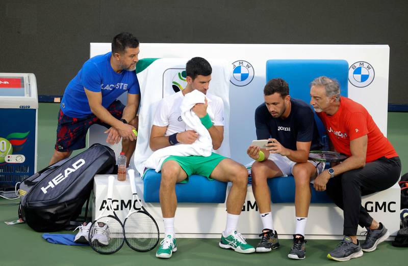 Novak Djokovic after a training session in Dubai. AFP