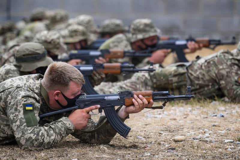 Some Ukrainian troops are already trained in Britain in an operation involving nine countries. Getty
