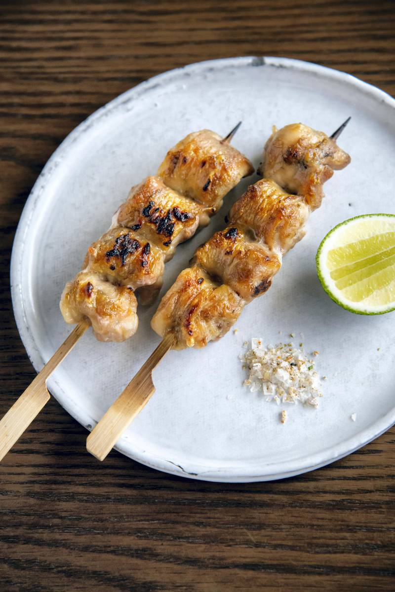 Chicken thigh kushiyaki by Reif Othman will be served by the Japanese chef at the Best of Dubai food festival on December 5 at Reform Social & Grill. Photo courtesy Flavel Monteiro  