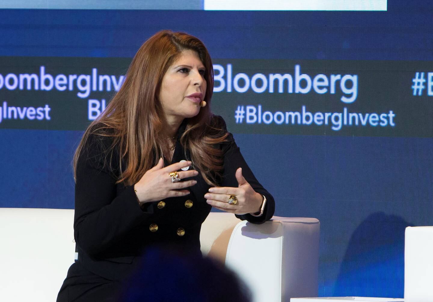 ABU DHABI, UNITED ARAB EMIRATES - Rola Abu Manneh, Chief Executive Officer Standard Chartered Bank, UAE, at the Bloomberg Invest, Four Seasons Hotel.  Leslie Pableo for The National 