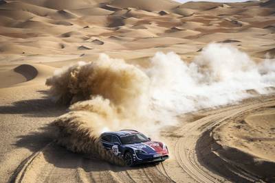 In Abu Dhabi, the same car was flown in and tested on dunes of Liwa at 45°C just a few days later 