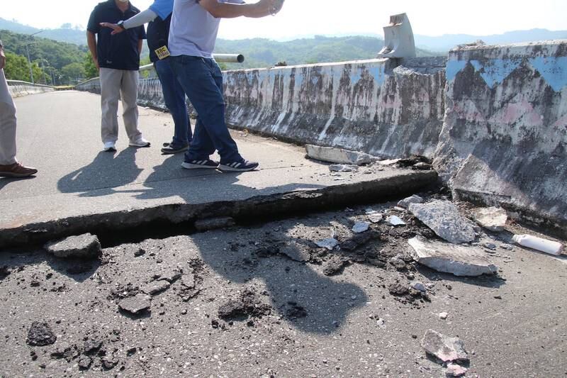 A bridge damaged by the tremors. EPA