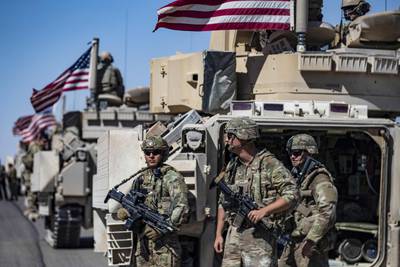 US forces patrol in Syria's north-eastern Hasakah province near the Turkish border. AFP