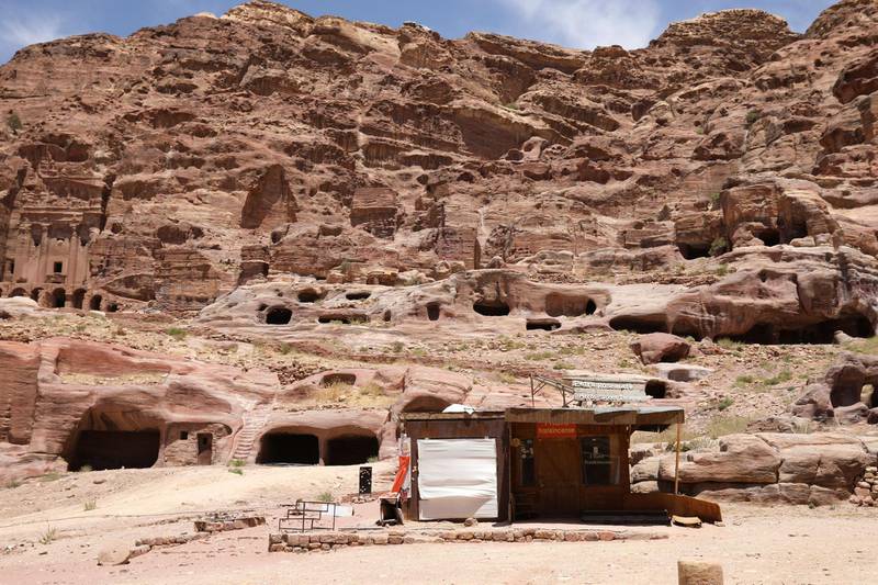 A closed souvenir shop is seen in the ancient city of Petra. Reuters