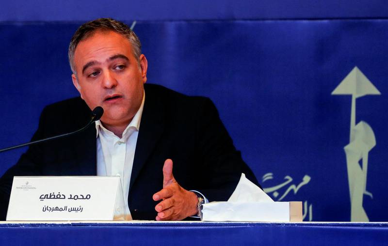 Mohamed Hefzy, president of Cairo International Film Festival (CIFF) speaks during a news conference to announce details pertaining to the 41st edition (20-29 November) at Semiramis Intercontinental Hotel in Cairo, Egypt November 4, 2019. REUTERS/Amr Abdallah Dalsh