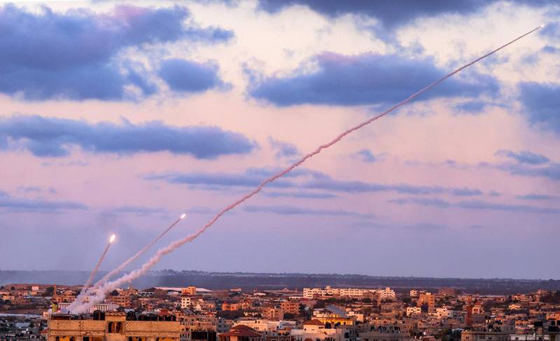 Rockets are launched towards Israel from the southern Gaza Strip. AFP