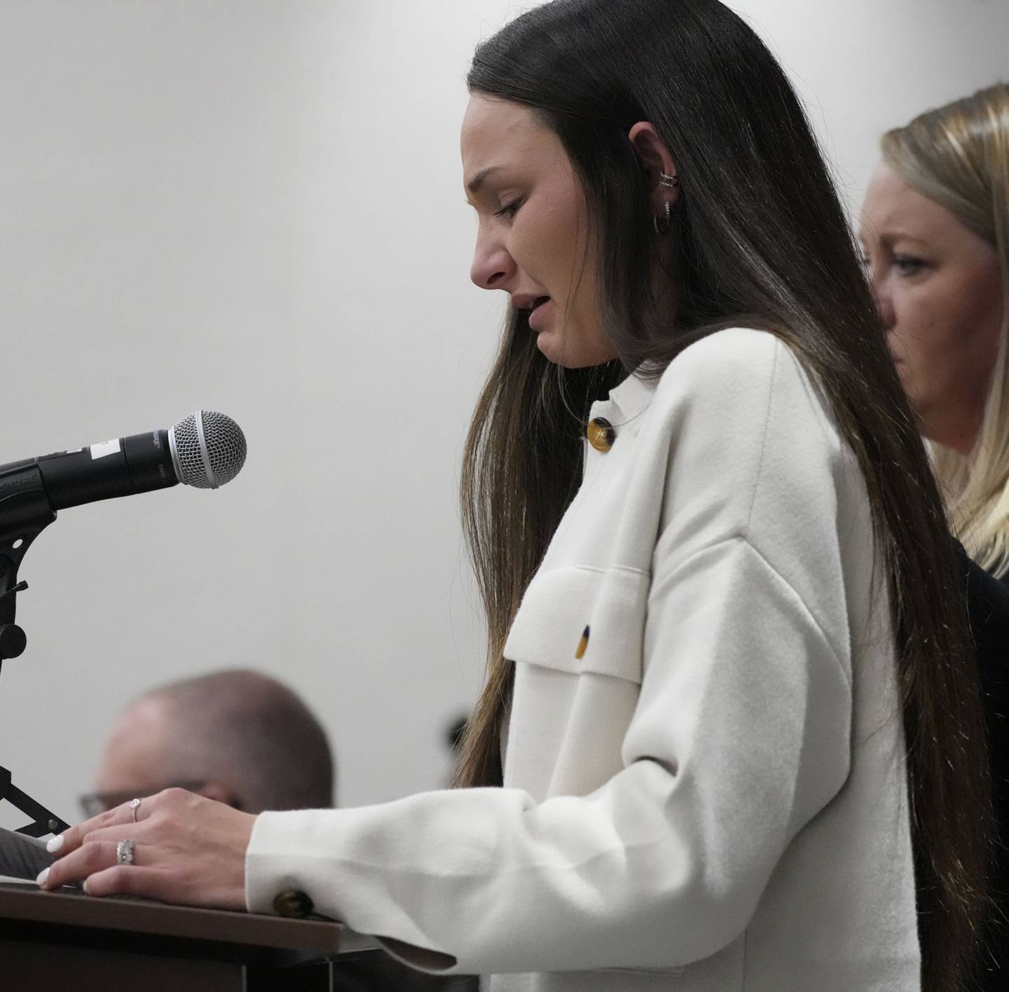 Victim Alyssa Gajewski, 23, gives a statement during Darrell Brooks' sentencing hearing. AP