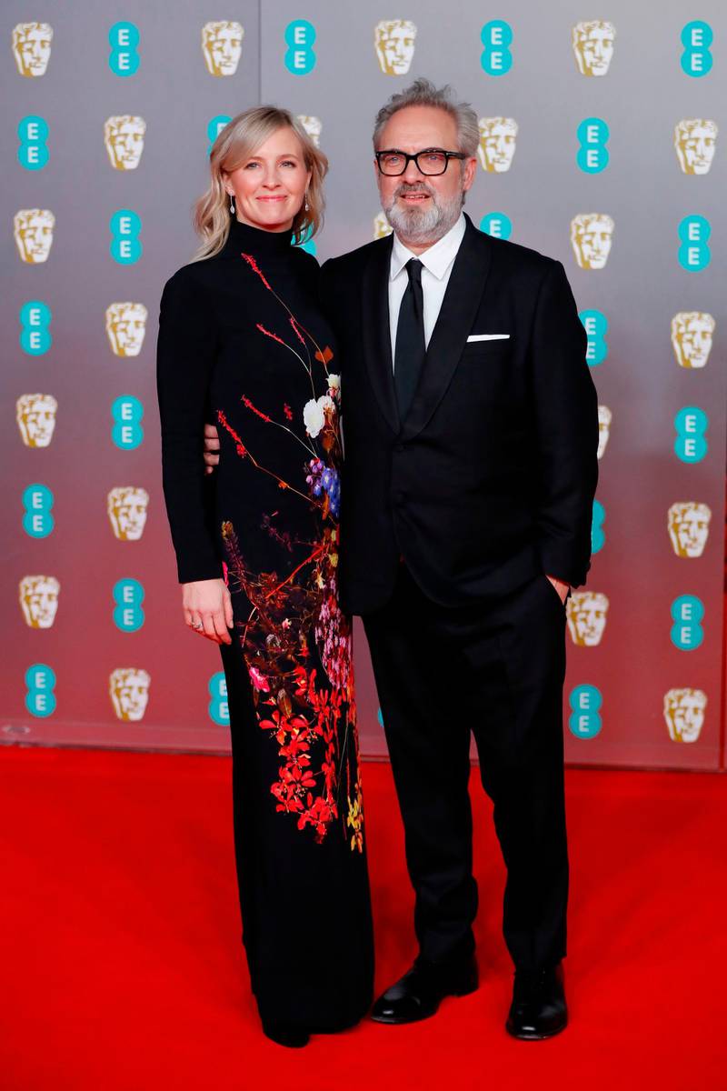 Sam Mendes and wife musician Alison Balsom arrive at the 2020 EE British Academy Film Awards at London's Royal Albert Hall on Sunday, February 2. AFP