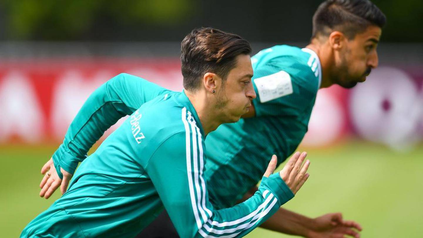 Germany's Mesut Ozil, front, has overcome a recent injury and is available for selection against Mexico, national team coach Joachim Low has said. Patrik Stollarz / AFP 
