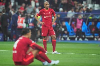 Dejected Liverpool player Fabinho after the match. AP