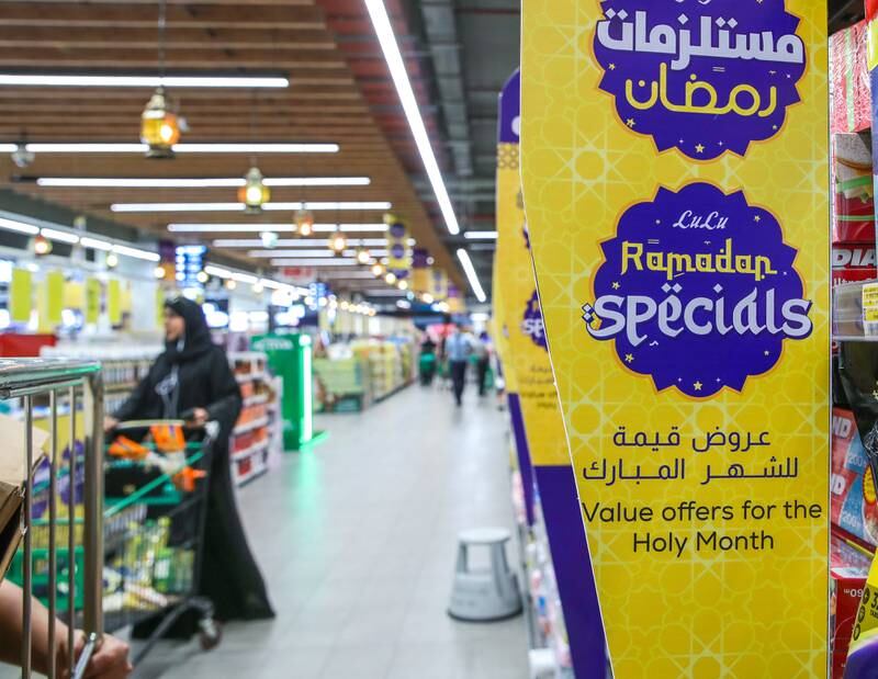 Khalifa City residents buy groceries in preparation for Ramadan at Lulu Hypermarket, Al Forsan Central Mall. Victor Besa / The National