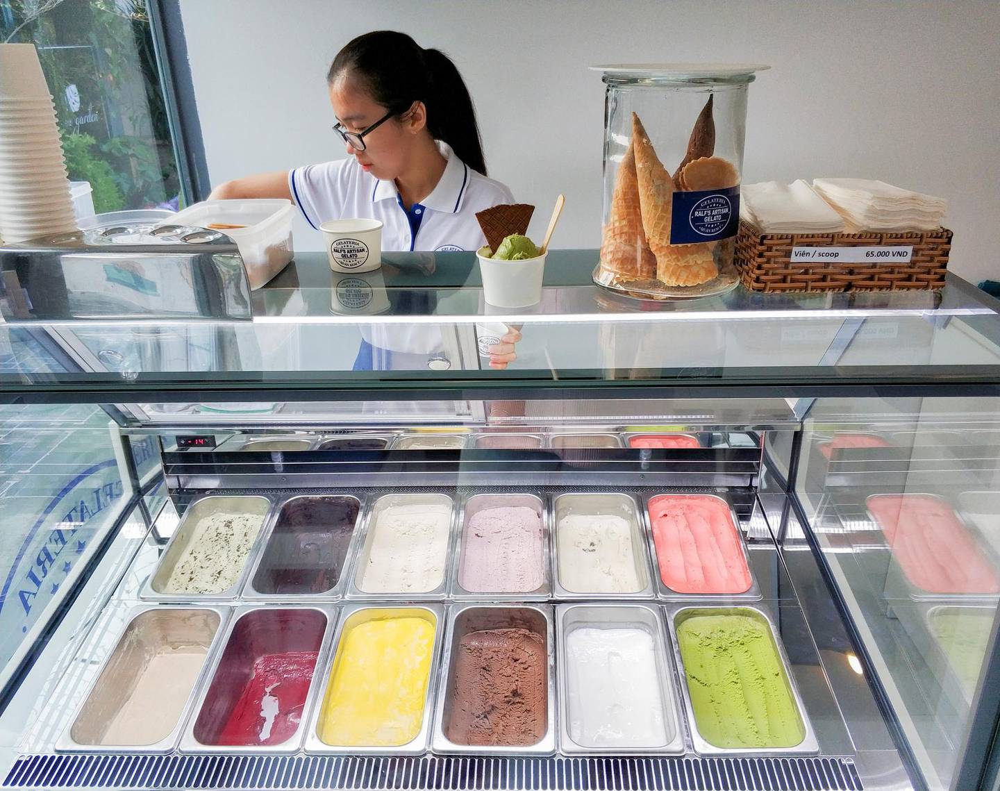 Ralf’s Artisan Gelato serves regular fruity flavours, plus gelatos made from pho, fish sauce and black sticky rice. Photo: Ronan O’Connell