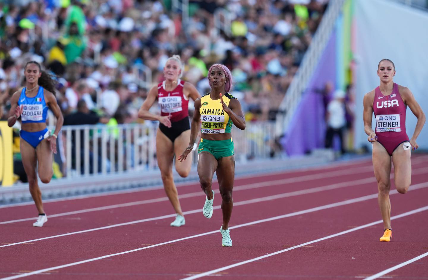 Shelly-Ann Fraser-Pryce cruised into the final of the 200m. PA