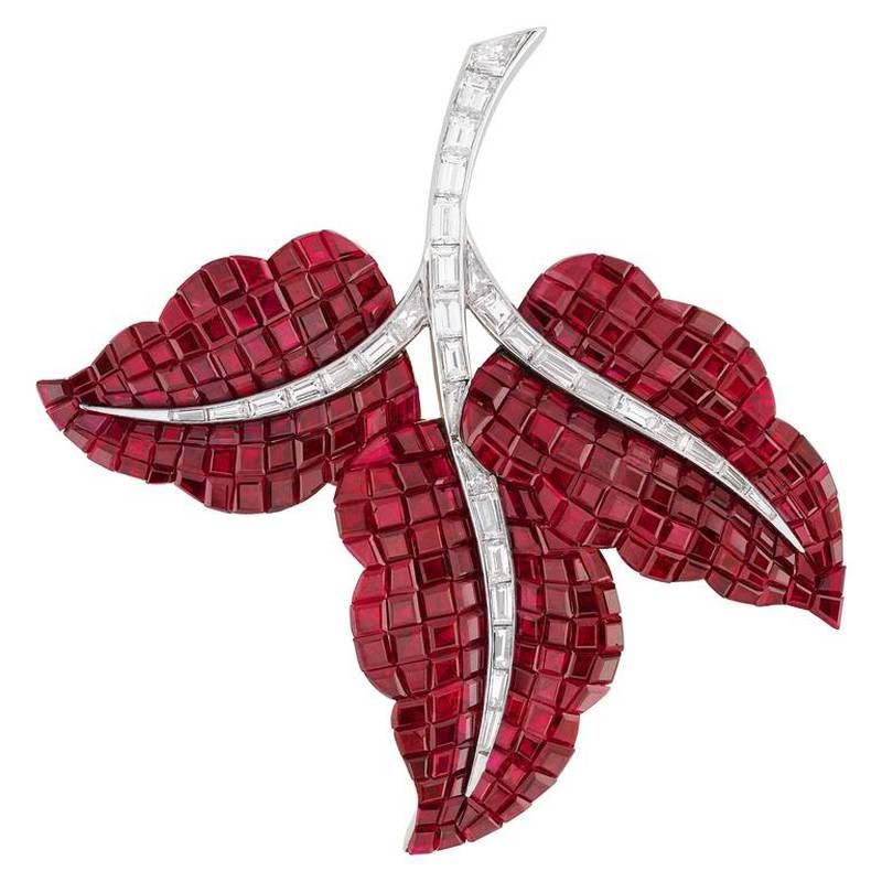 AN ICONIC RETRO GOLD, RUBY AND DIAMOND 'ZIP' NECKLACE, VAN CLEEF & ARPELS