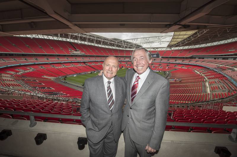 George Cohen, left, and Gordon Banks at the Wembley Stadium. PA