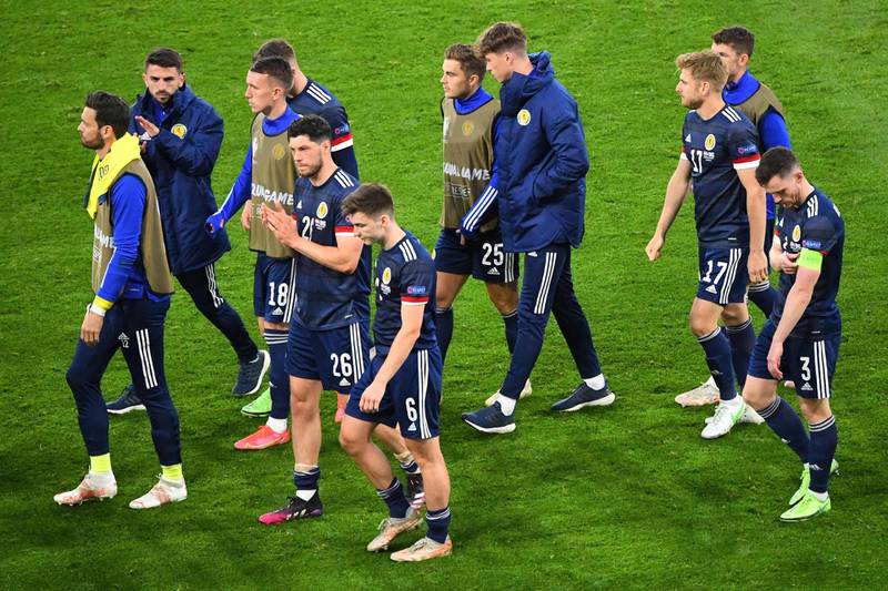 Scotland players clap the supporters after the Euro 2020 Group D match against Croatia. AFP