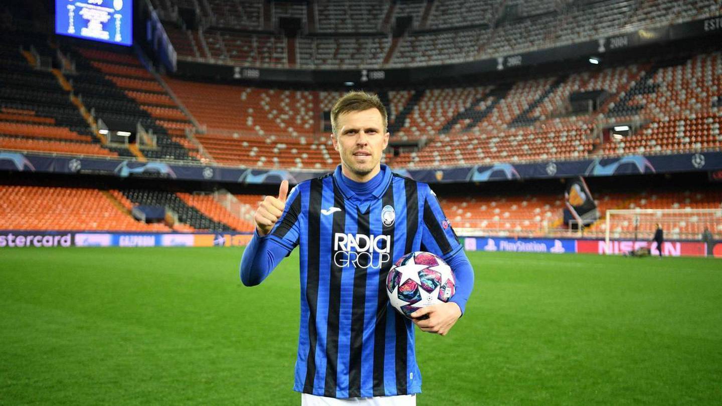 Josip Ilicic scored all four goals in Atalanta's win against Valencia in Spain. His matchball has since been auctioned off with the proceeds donated to local hospitals in Bergamo, Italy. AFP