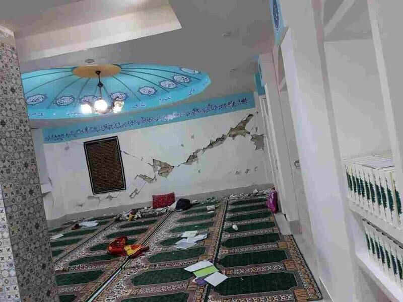 Damage caused by the quake, which killed at least two people and injured hundreds. EPA