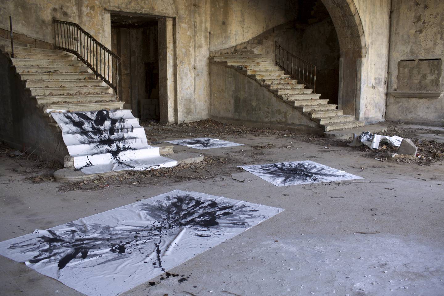 Over 20 paintings by Zena El Khalil are exhibited at Beit Beirut, created at site-specific locations such as the Grand Hotel Sawar. Courtesy Zena Al Khalil