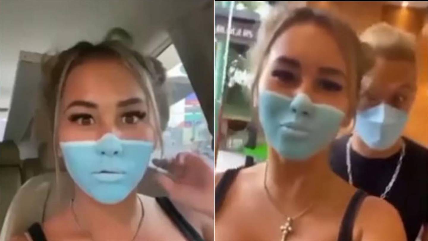 Screengrab of the now-deleted prank video of the painted face mask by Russian influencer Leia Se and US-based Taiwanese YouTuber Josh Paler Lin. Instagram