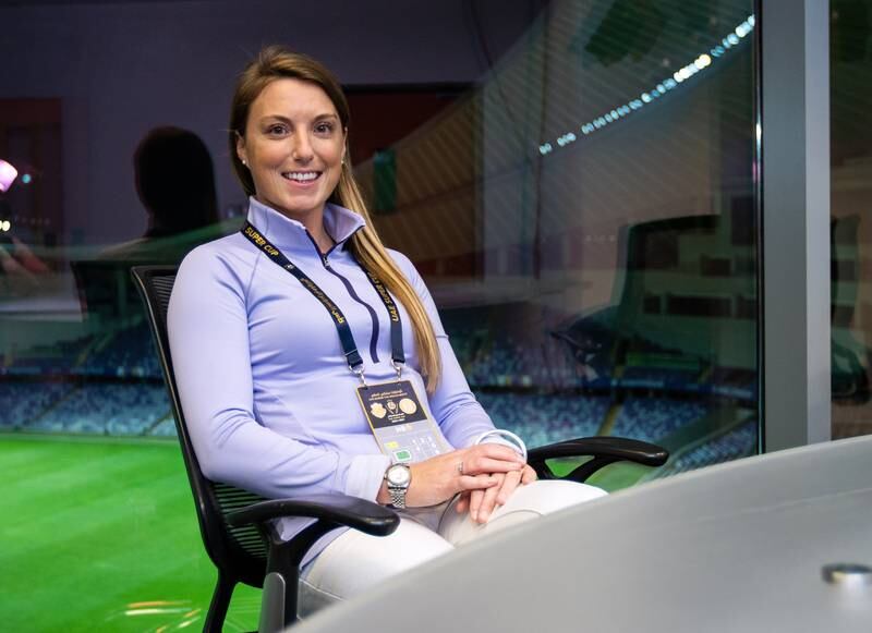 Amy Gillingham, the first female football commentator in the UAE. 
