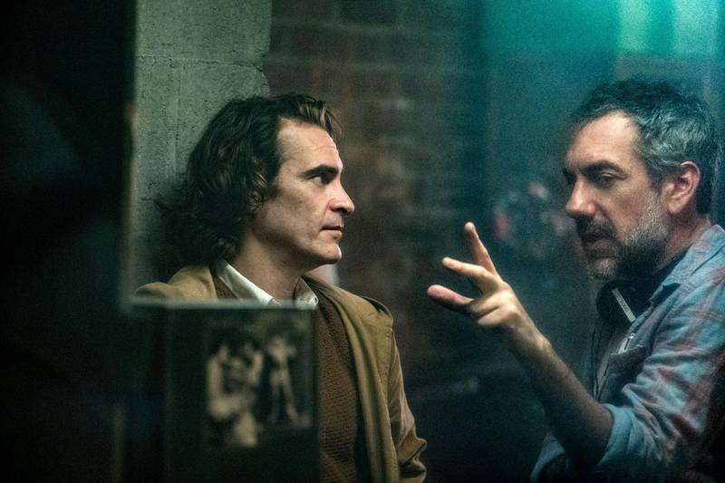 Joaquin Phoenix and director Todd Phillips on the set of Joker. Nico Tavernise / Warner Bros.