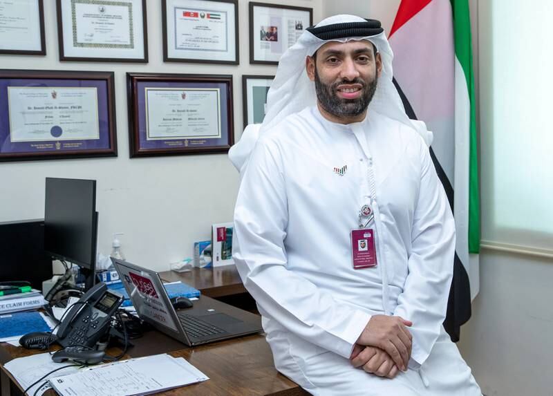 Portrait of Dr. Humaid Al Shamsi at his clinic at
Burjeel Medical City, Abu Dhabi on May 19th, 2021. Victor Besa / The National.
Reporter: Nick Webster for News