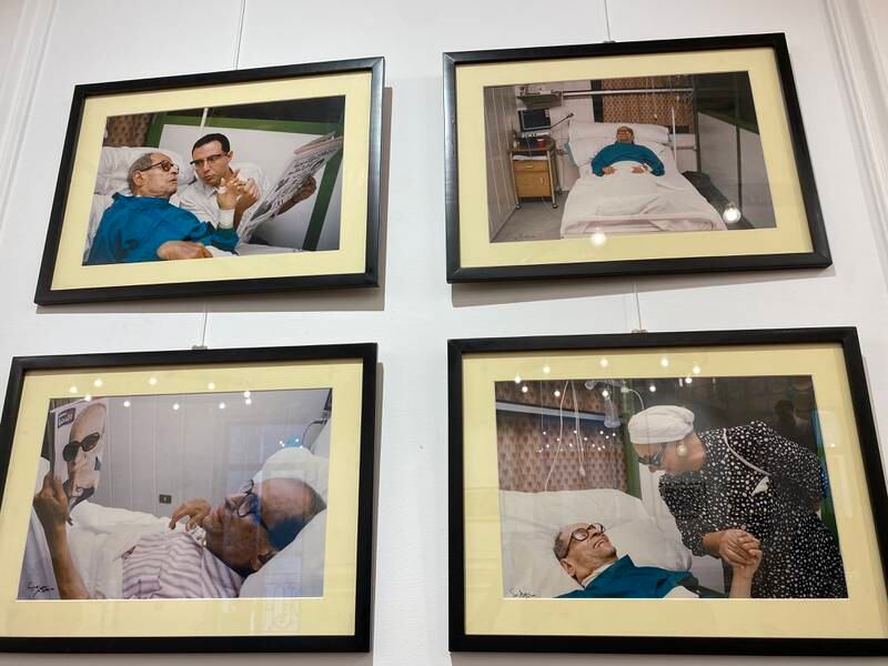 Pictures of Naguib Mahfouz taken at the hospital by photojournalist Mohamed Hegazy. Nada El Sawy / The National