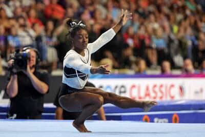 Simone Biles performs a floor routine. USA TODAY Sports
