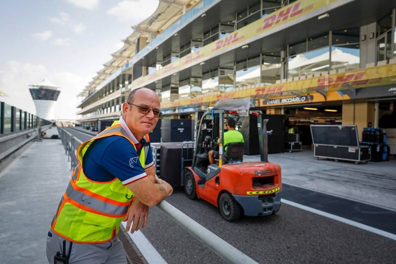 James Sullivan oversees deliveries in the Yas pit lane
