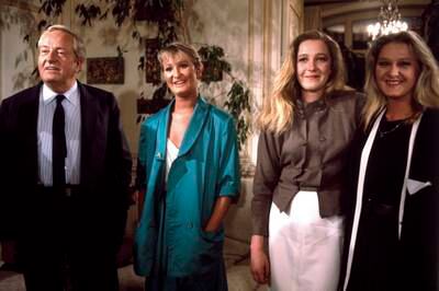 Jean-Marie Le Pen with his daughters Yann, Marine and Marie-Caroline in Saint-Cloud, France, in 1986.