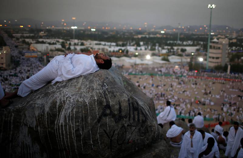Muslim pilgrims gather on Mount Arafat during the annual haj pilgrimage, outside the holy city of Makkah. Suhaib Salem / Reuters