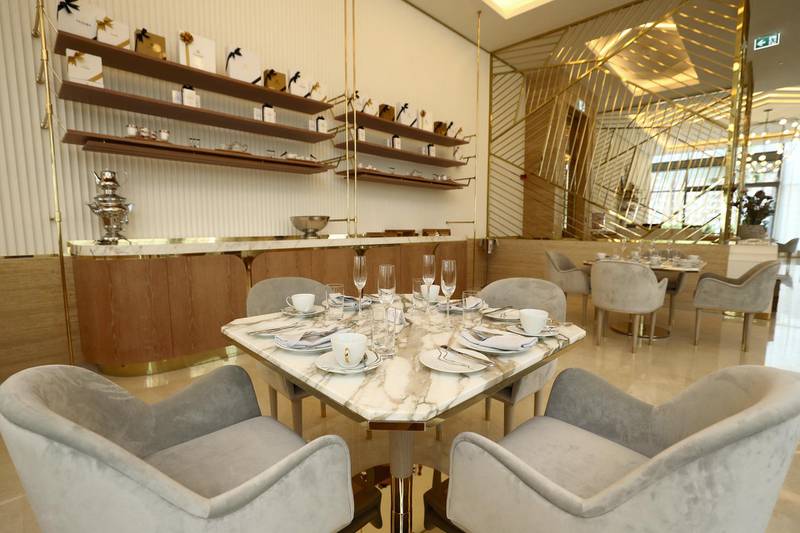 Tea room, Her by Caroline Astor. First look at the new St Regis Dubai, The Palm on May 15th, 2021. Chris Whiteoak / The National. 
Reporter: Hayley Skirka  for Lifestyle
