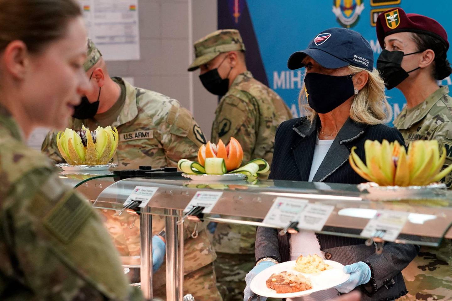 Jill Biden joins kitchen staff serving US troops in Romania