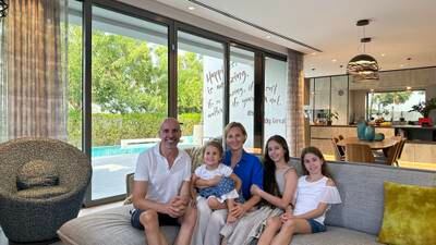 Toufic Hobeika, his wife Iryna and their children in their five-bedroom villa in Dubai Hills. Antonie Robertson / The National 