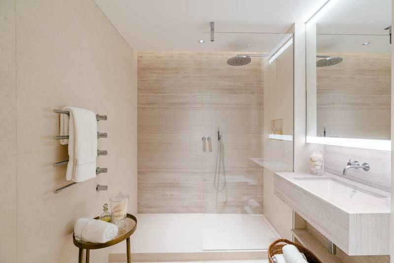 The bathroom of a French Renaissance show apartment. Courtesy Luxury Marketing House