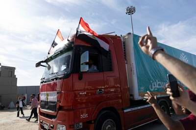 The aid convoy, organised by a group of Egyptian NGOs, had set off on October 14 from Cairo for the Gaza-Egypt border crossing at Rafah. Getty Images